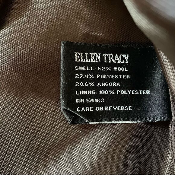 Ellen Tracy Mid Length Bordeaux Burgundy Wool Blend Pea Coat Women Jacket (Sz10) - Picture 8 of 12